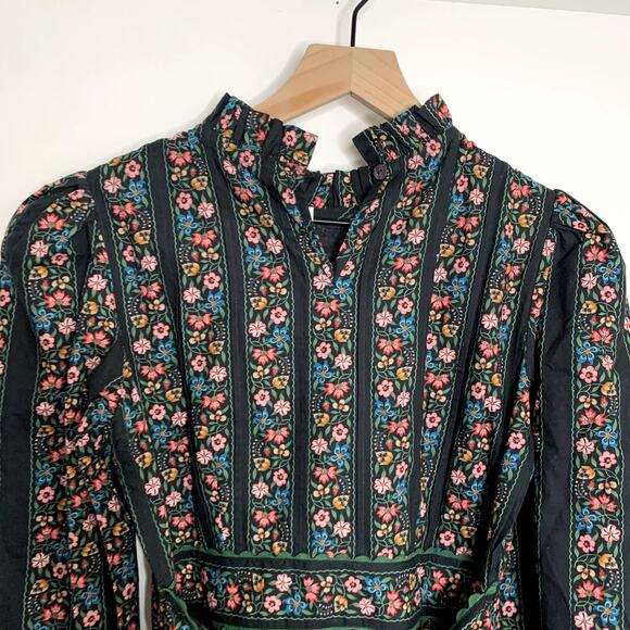 Pink City Prints Savannah Dress Haworth Border Black Womens XS - Picture 14 of 16